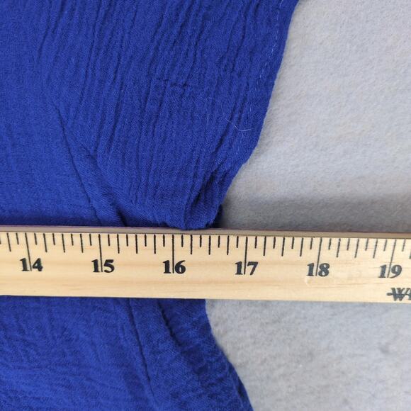 Soft Surroundings Cotton Gauze A-Line Dress Sz PXS Periwinkle Blue V-Neck Casual - Picture 3 of 10